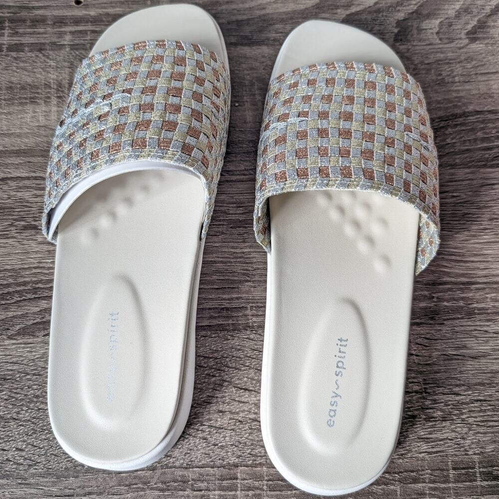 Easy Spirit Slide On Sandals Woven Sz 8.5 Wide PRUE Slip On Comfortable Stretch